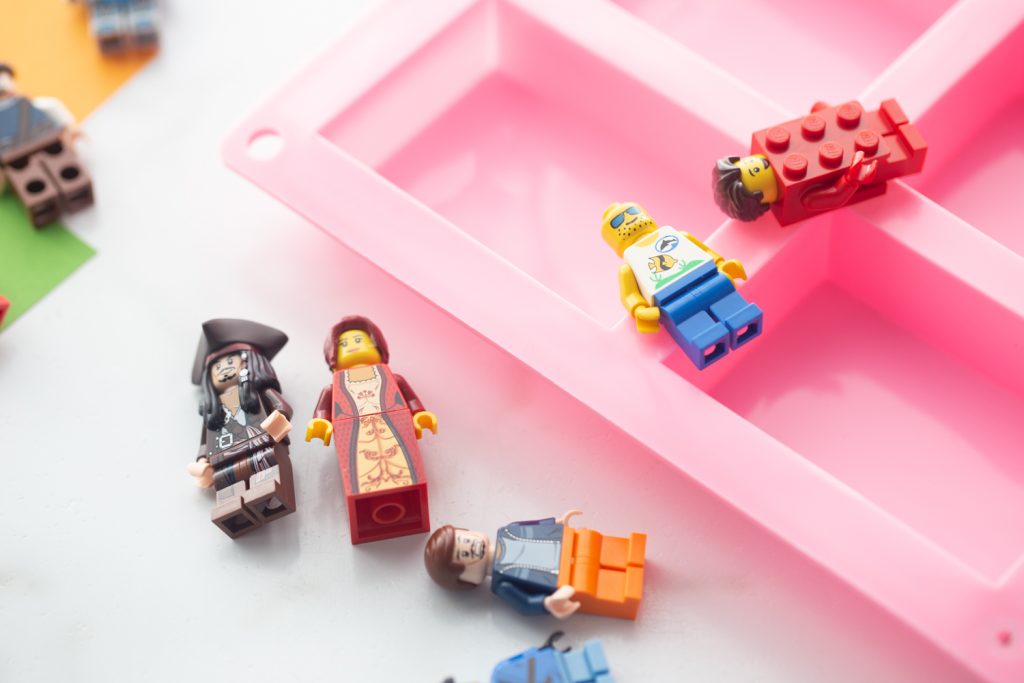 lego minifigures placed in silicone molds